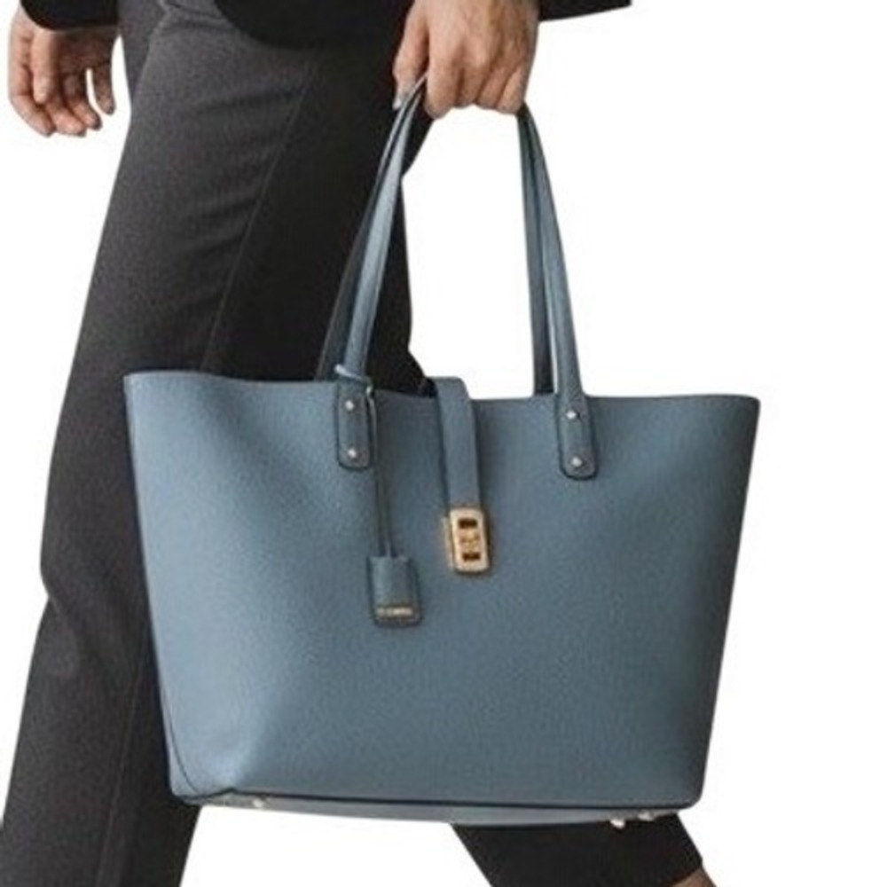 Michael Kors Karson Light Pebbled Blue Tote Handbag Shoulder Large Work Carryall